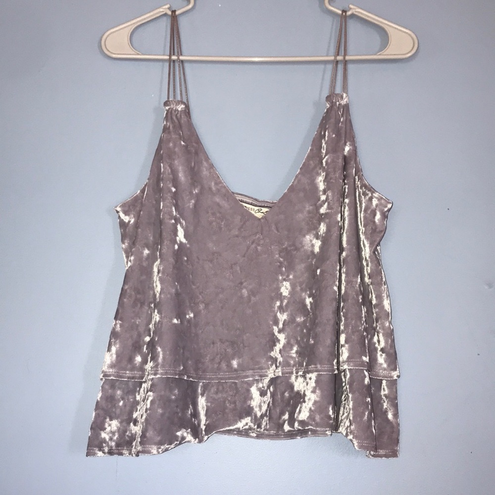 Express One Eleven Velvet Cropped Cami Grey Medium